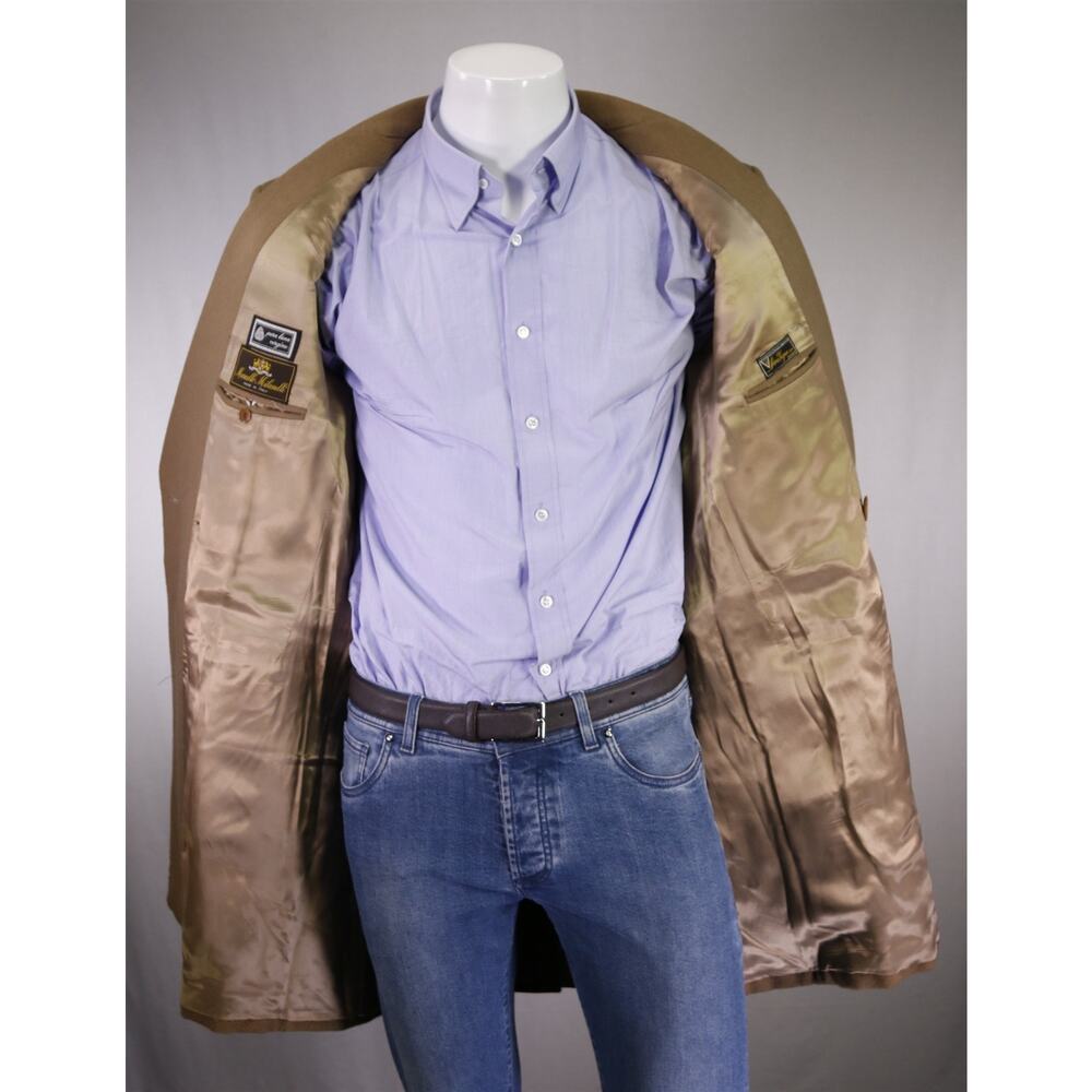Marcello Milanelli Camel Brown Zegna Wool 2Btn Double Breasted Overcoat Coat 38S - Picture 7 of 10